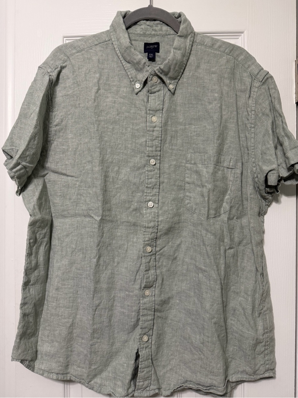 J. Crew linen blend sage green button down shirt men’s size XXL